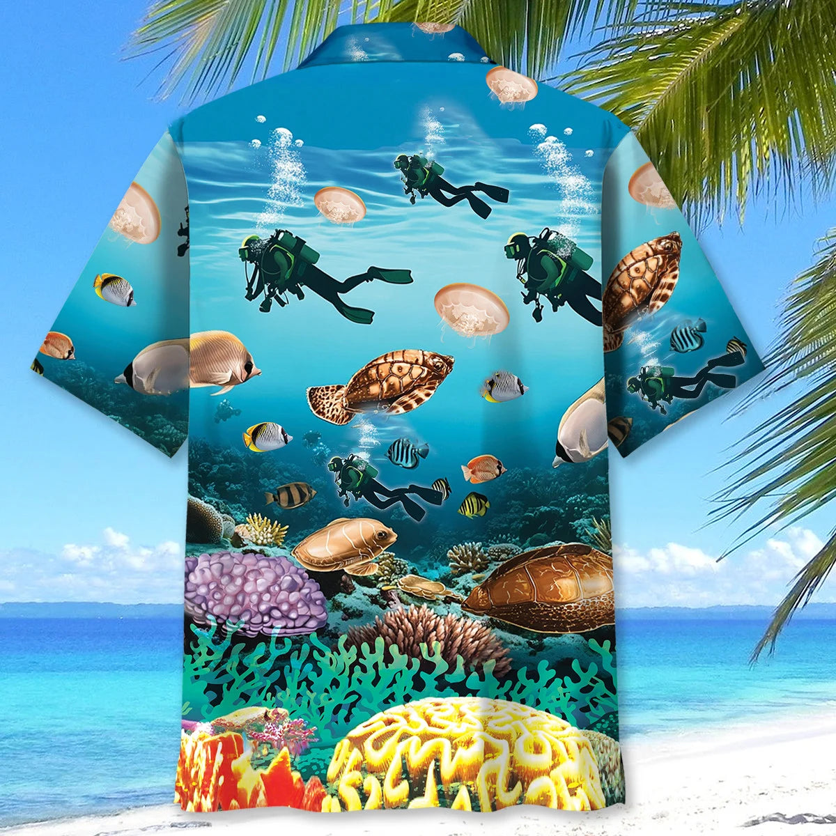 Scuba Diving Adventure Hawaiian Shirt, custom shirt gift for men (view 3)