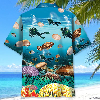 Scuba Diving Adventure Hawaiian Shirt, custom shirt gift for men (view 3)