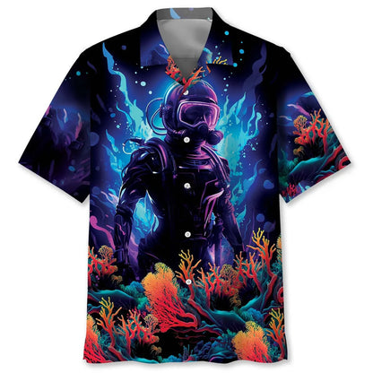 Scuba Diving Art Hawaiian Shirt, custom shirt gift for men (view 4)