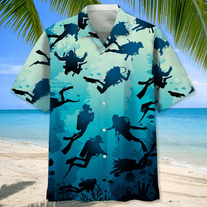 Scuba Diving Beach Hawaiian Shirt, custom shirt gift for men
