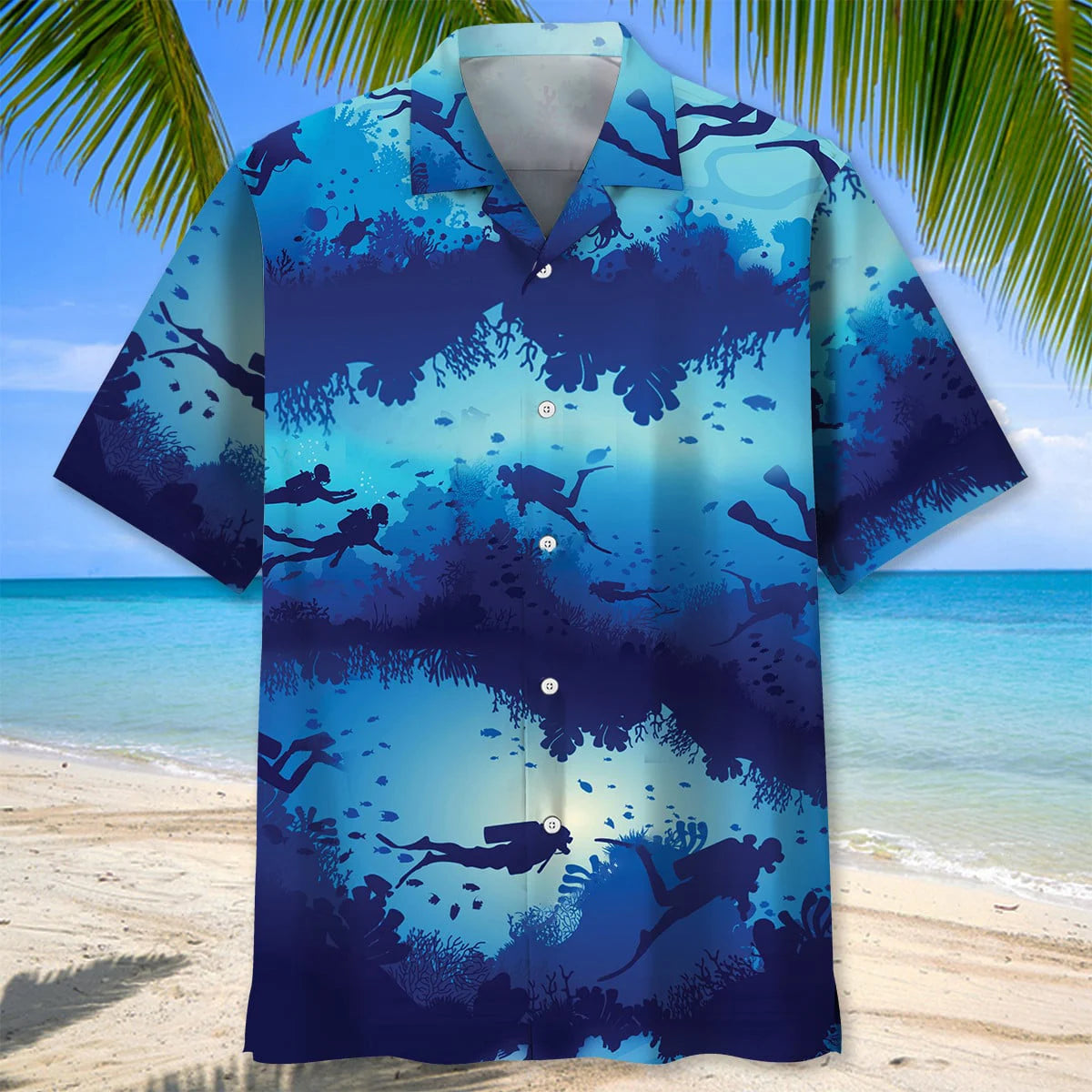 Scuba Diving Beach Hawaiian Shirt, custom shirt gift for men (view 4)