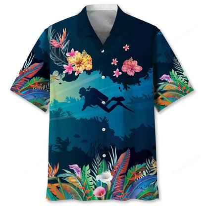 Scuba Diving Beach Tropical Hawaiian Shirt, custom shirt gift for men (view 2)