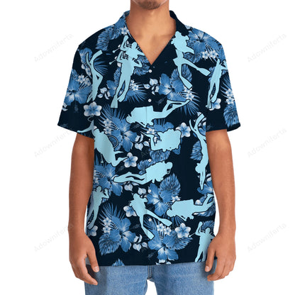 Scuba Diving Blue Nature Hawaiian Shirt, custom shirt gift for men (view 3)