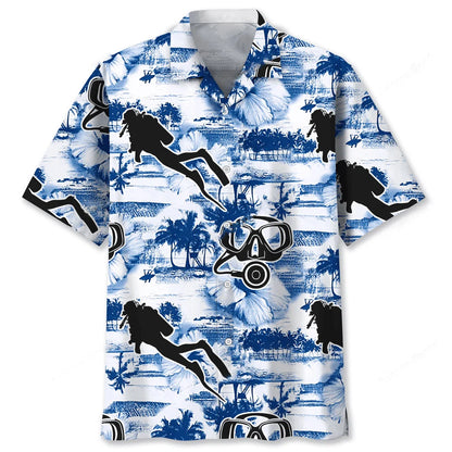 Scuba Diving Blue Nature Hawaiian Shirt, custom shirt gift for men (view 6)