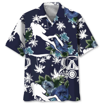 Scuba Diving Blue Nature Hawaiian Shirt, custom shirt gift for men (view 7)