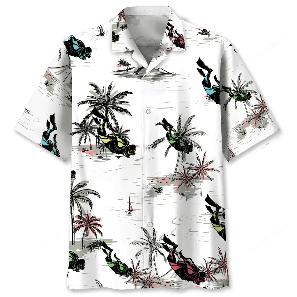 Scuba Diving Coconut Hawaiian Shirt, custom shirt gift for men