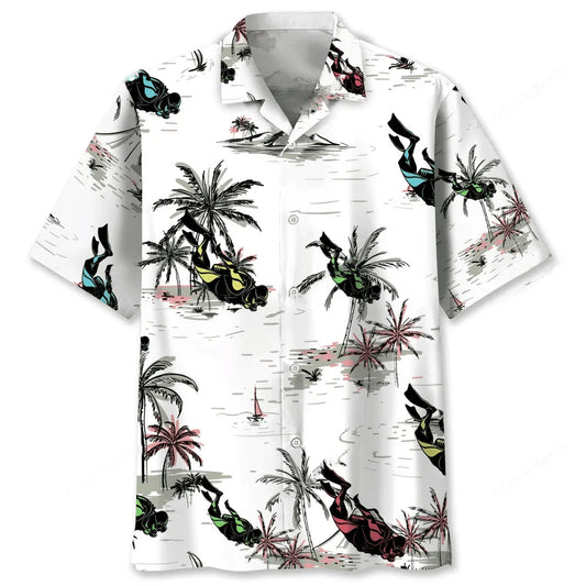 Scuba Diving Coconut Hawaiian Shirt, custom shirt gift for men