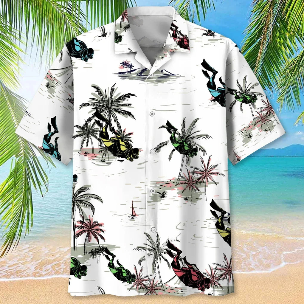 Scuba Diving Coconut Hawaiian Shirt, custom shirt gift for men (view 2)