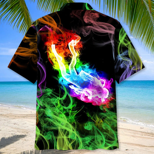 Scuba Diving Colorful Hawaiian Shirt, custom shirt gift for men