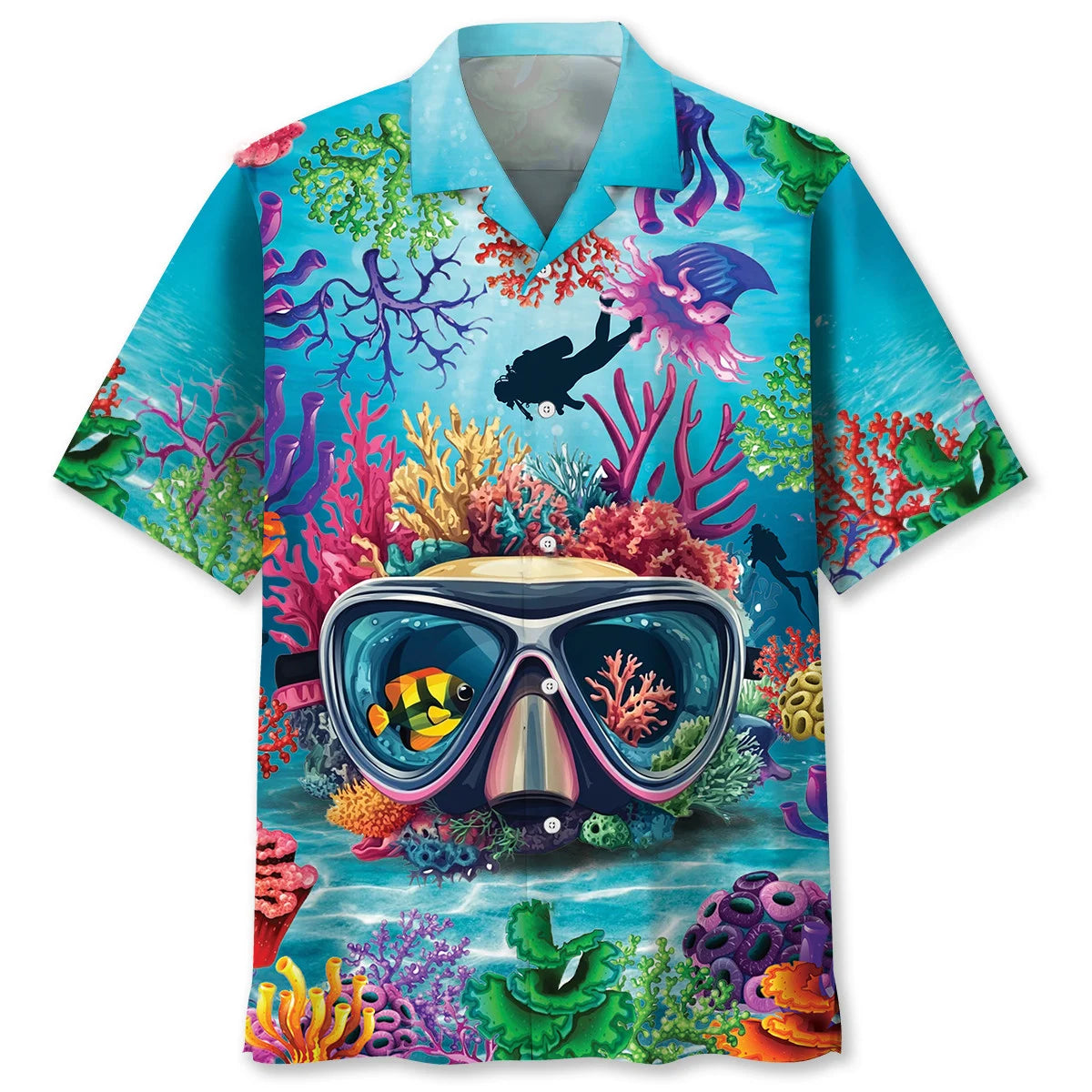 Scuba Diving Coral Mask Hawaiian Shirt, custom shirt gift for men