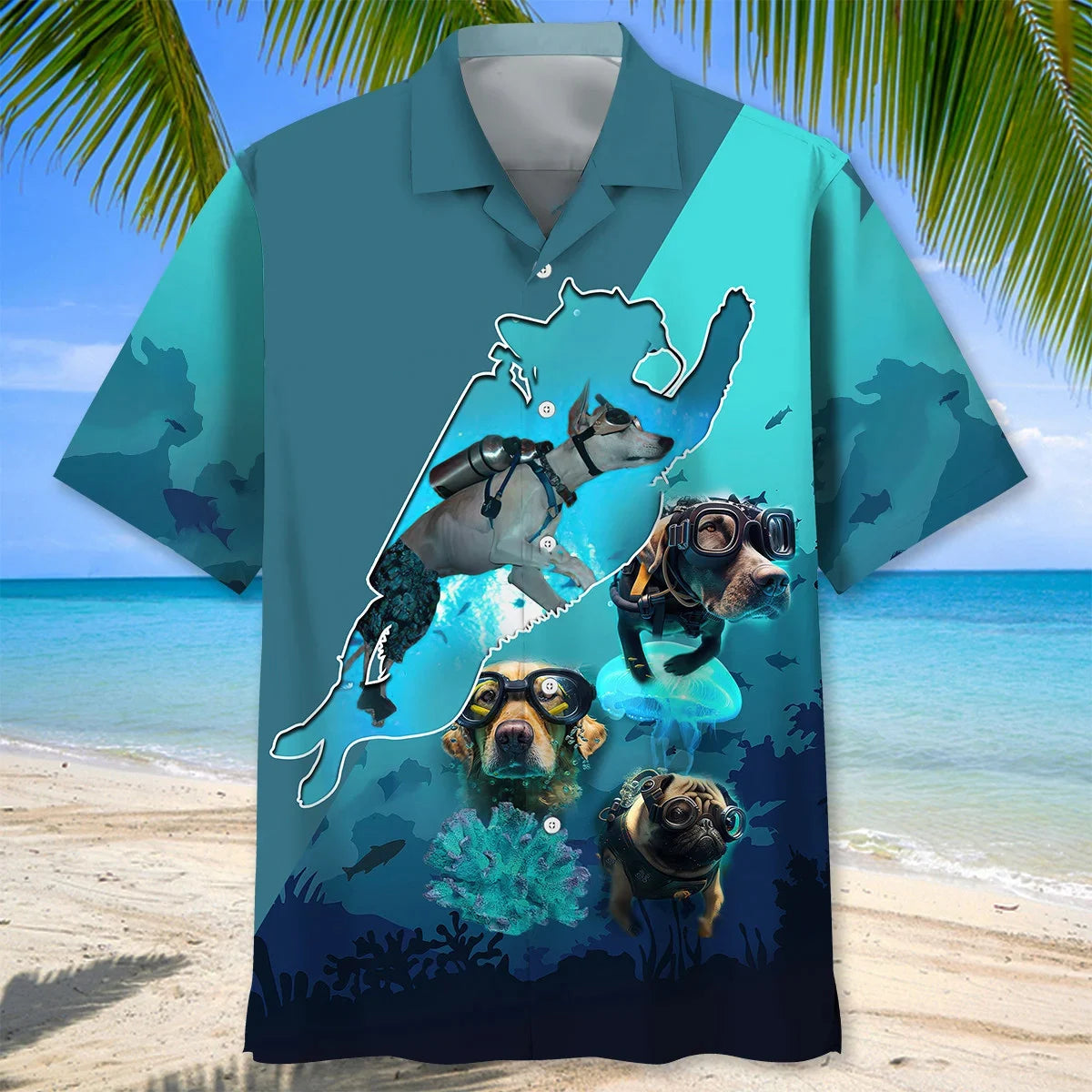 Scuba Diving Dog Dive Hawaiian Shirt, custom shirt gift for men