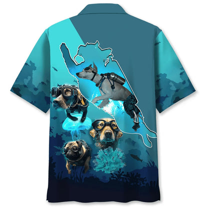 Scuba Diving Dog Dive Hawaiian Shirt, custom shirt gift for men (view 2)