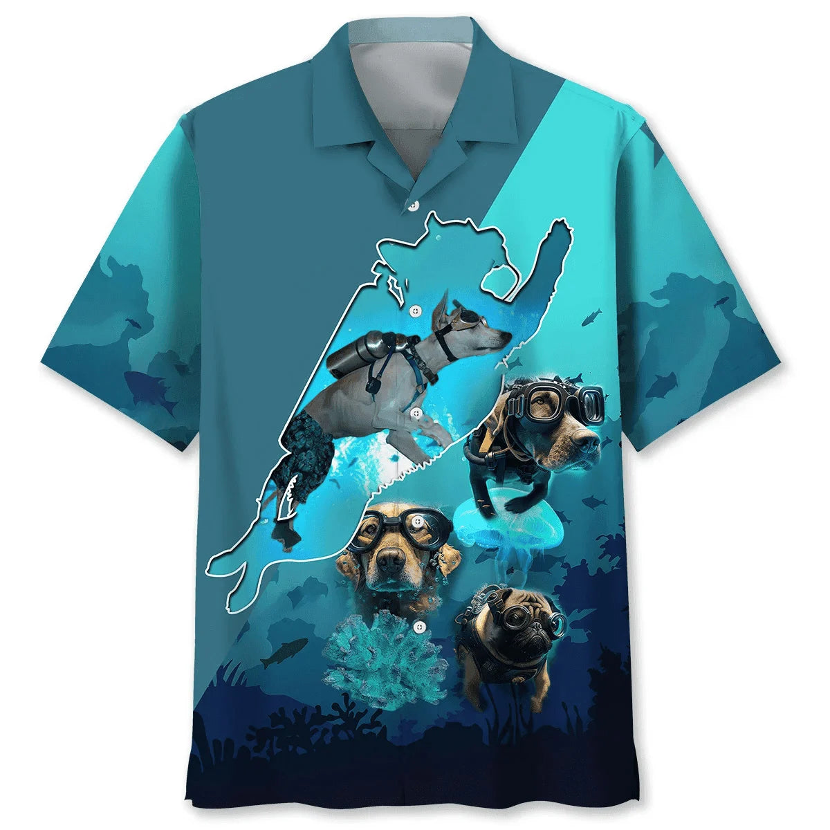 Scuba Diving Dog Dive Hawaiian Shirt, custom shirt gift for men (view 4)