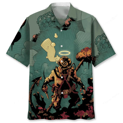 Scuba Diving Gray Hawaiian Shirt, custom shirt gift for men (view 2)