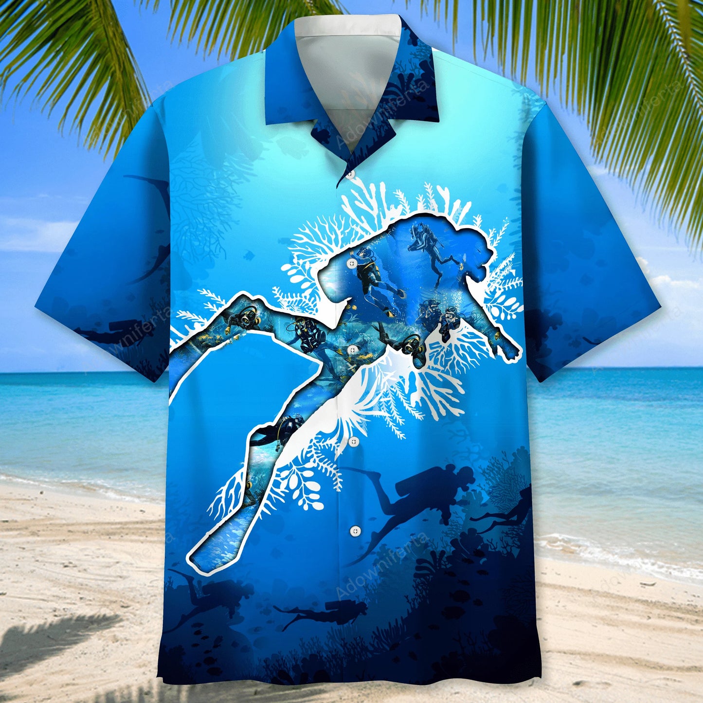 Scuba Diving Hawaiian Beach Hawaiian Shirt, custom shirt gift for men