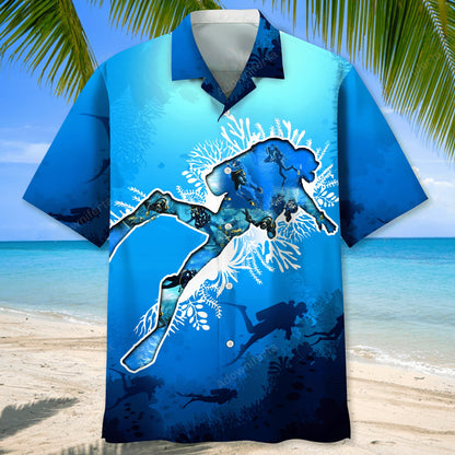 Scuba Diving Hawaiian Beach Hawaiian Shirt, custom shirt gift for men