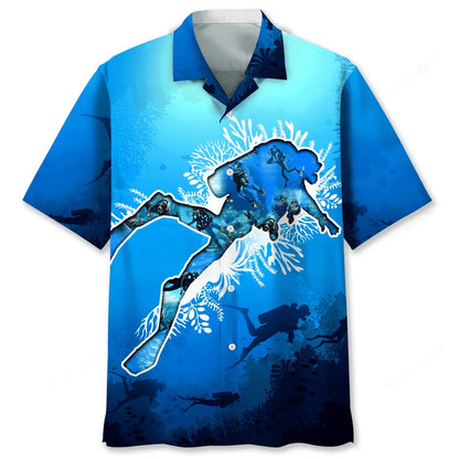 Scuba Diving Hawaiian Beach Hawaiian Shirt, custom shirt gift for men (view 2)