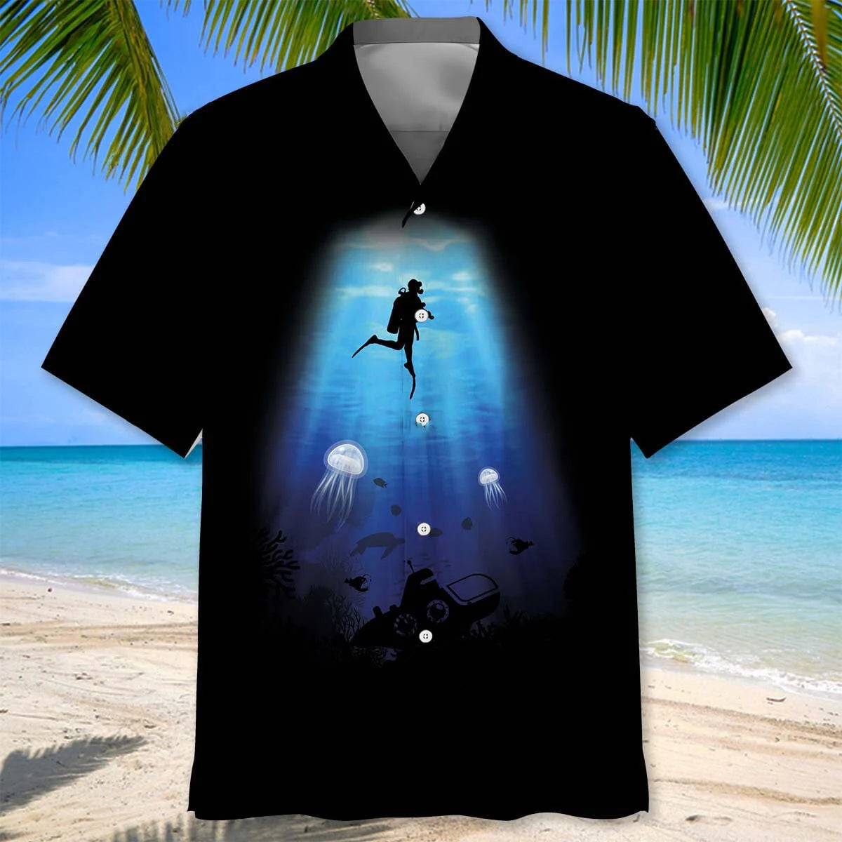 Scuba Diving Light Hawaiian Shirt, custom shirt gift for men