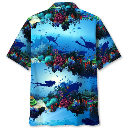 Scuba Diving Light Ocean Hawaiian Shirt, custom shirt gift for men (view 4)