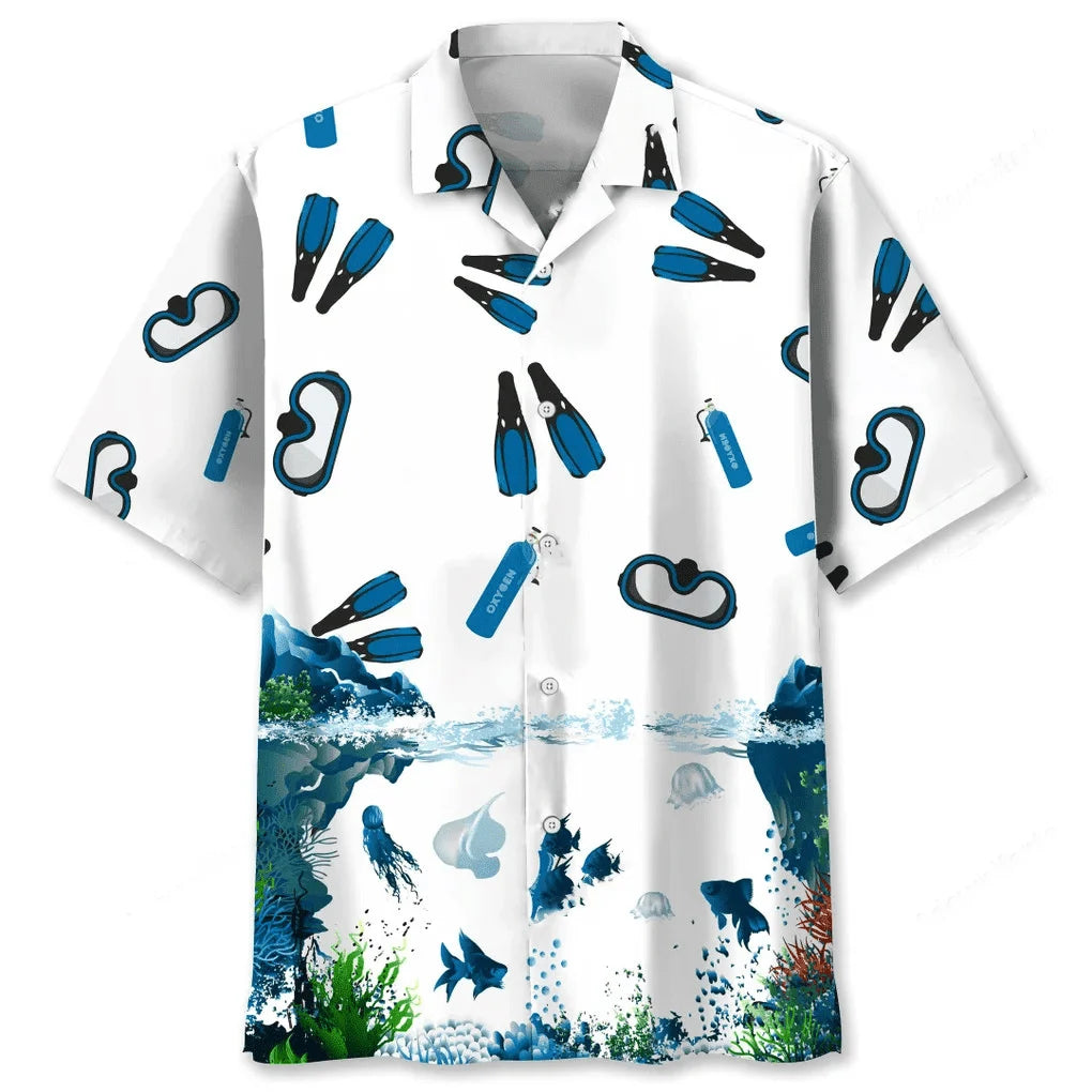 Scuba Diving Lovers Hawaiian Shirt, custom shirt gift for men