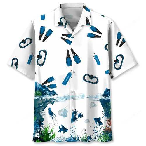 Scuba Diving Lovers Hawaiian Shirt, custom shirt gift for men