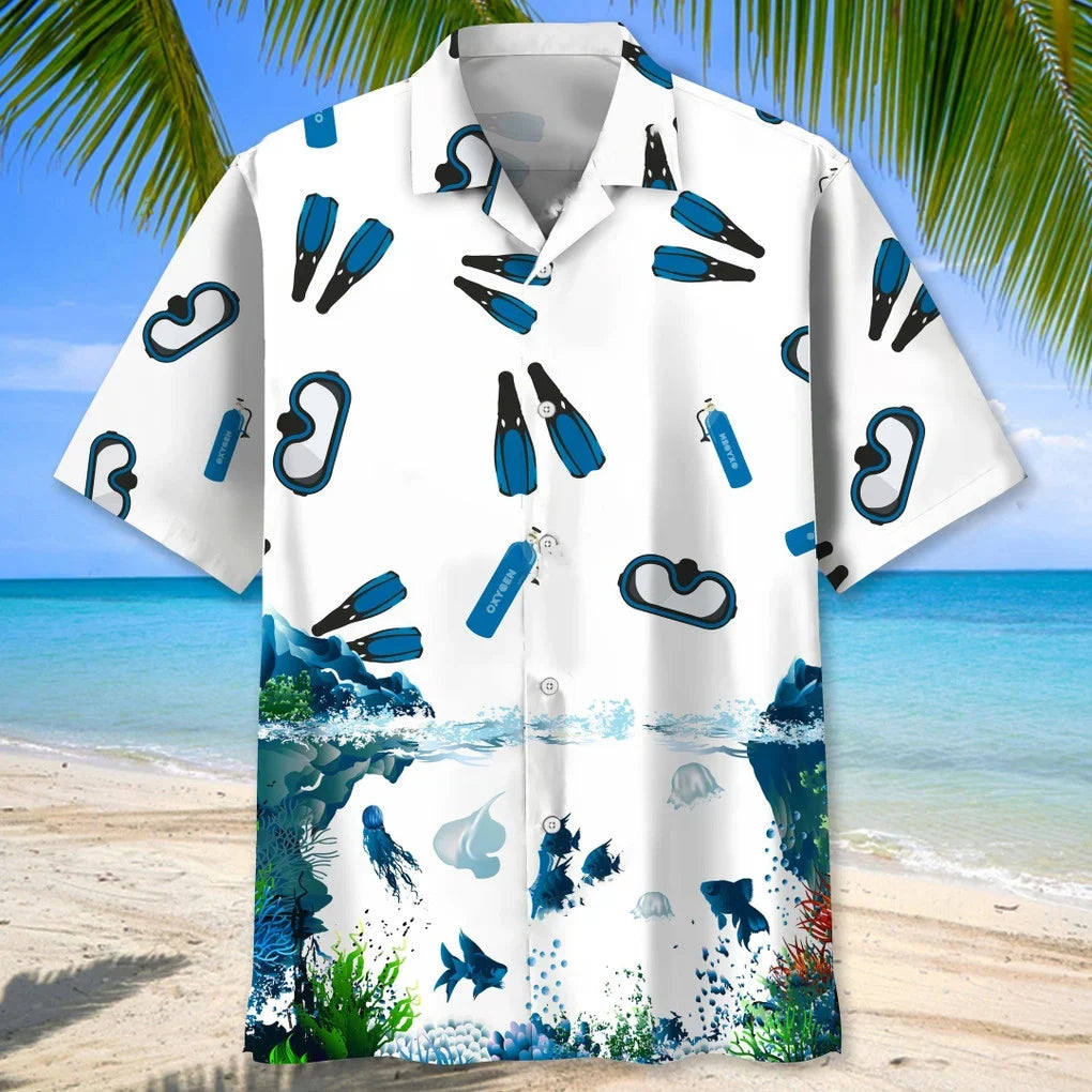 Scuba Diving Lovers Hawaiian Shirt, custom shirt gift for men (view 2)