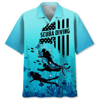 Scuba Diving Ocean Hawaiian Shirt, custom shirt gift for men