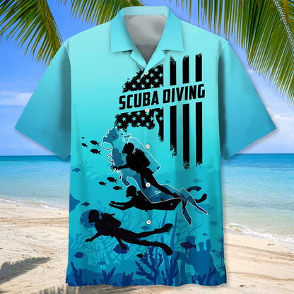 Scuba Diving Ocean Hawaiian Shirt, custom shirt gift for men (view 2)