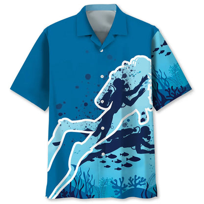 Scuba Diving Ocean Hawaiian Shirt, custom shirt gift for men (view 5)