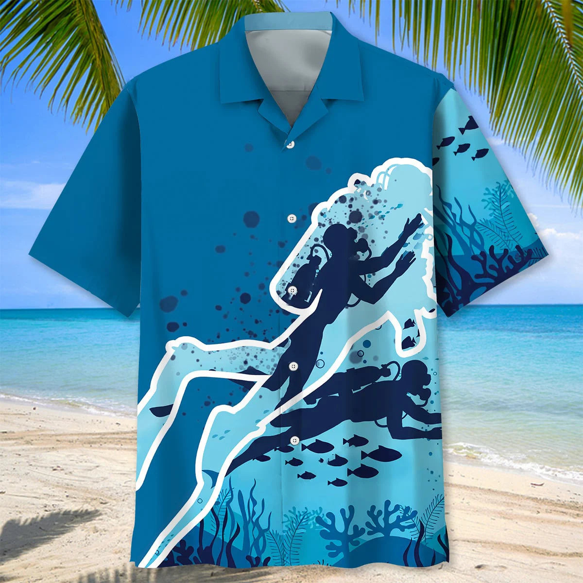 Scuba Diving Ocean Hawaiian Shirt, custom shirt gift for men (view 6)
