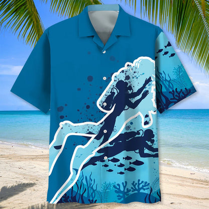 Scuba Diving Ocean Hawaiian Shirt, custom shirt gift for men (view 6)