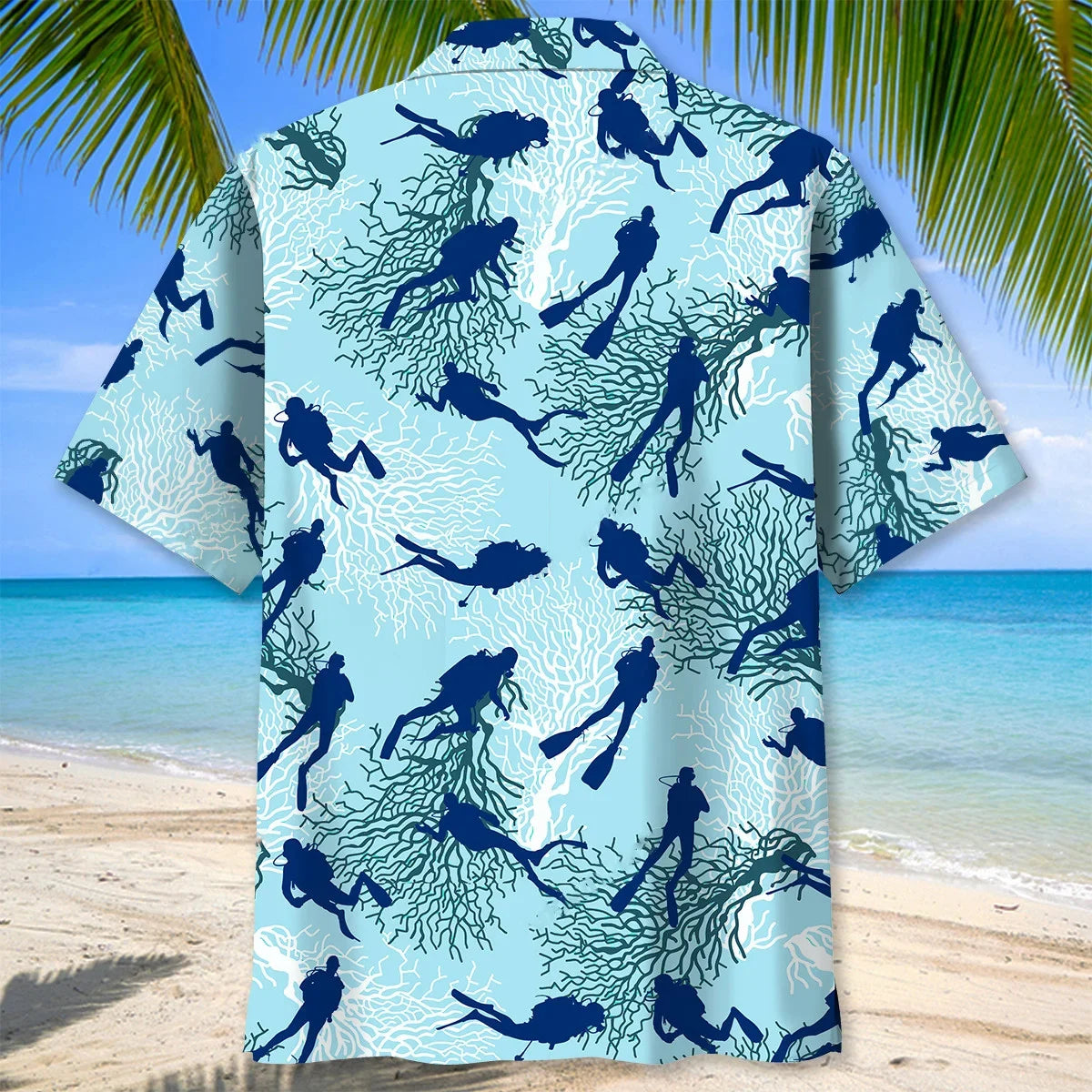 Scuba Diving Ocean Light Hawaiian Shirt, custom shirt gift for men (view 3)