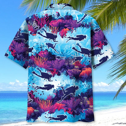 Scuba Diving Reef Explorer Hawaiian Shirt, custom shirt gift for men (view 3)