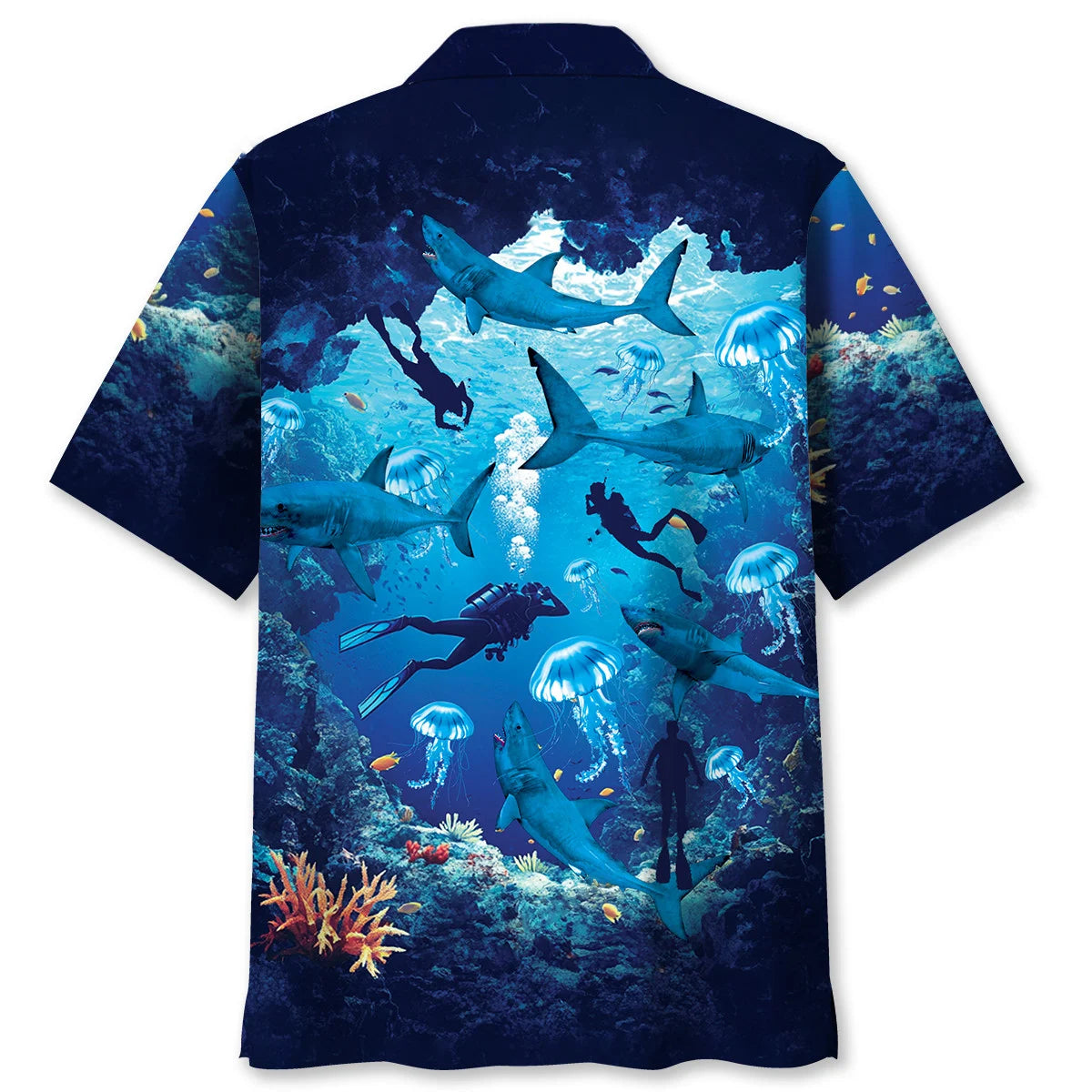 Scuba Diving Shark Hawaiian Shirt, custom shirt gift for men (view 2)