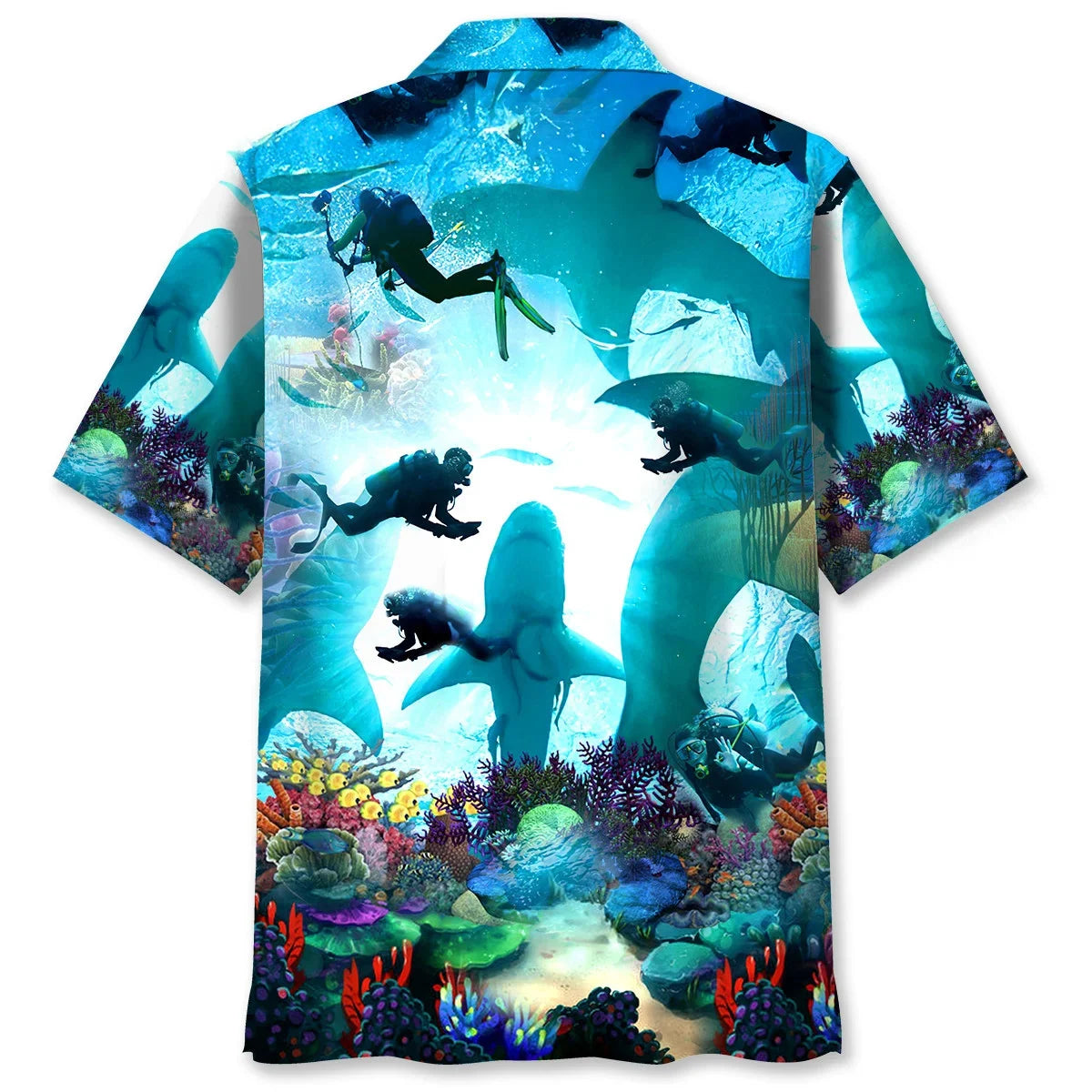 Scuba Diving Shark Hawaiian Shirt, custom shirt gift for men (view 7)