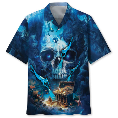Scuba Diving Skull Cave Hawaiian Shirt, custom shirt gift for men