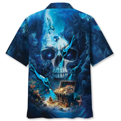 Scuba Diving Skull Cave Hawaiian Shirt, custom shirt gift for men (view 2)