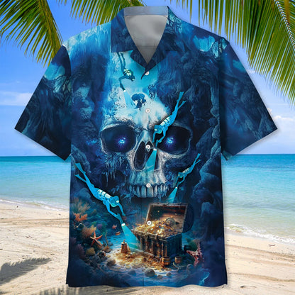 Scuba Diving Skull Cave Hawaiian Shirt, custom shirt gift for men (view 3)