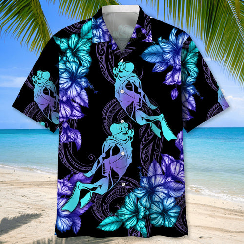 Scuba Diving Tropical Shirt Hawaiian Shirt, custom shirt gift for men