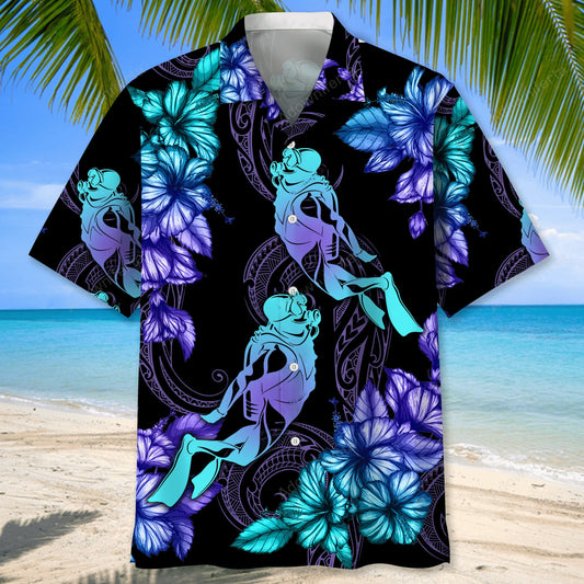 Scuba Diving Tropical Shirt Hawaiian Shirt, custom shirt gift for men