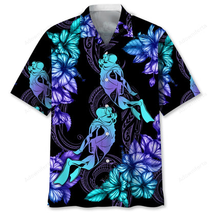 Scuba Diving Tropical Shirt Hawaiian Shirt, custom shirt gift for men (view 2)