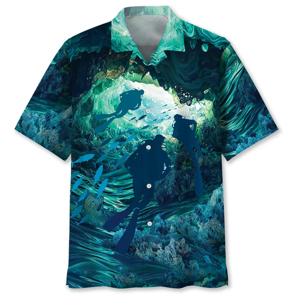 Scuba Diving Underwater Cave Hawaiian Shirt, custom shirt gift for men