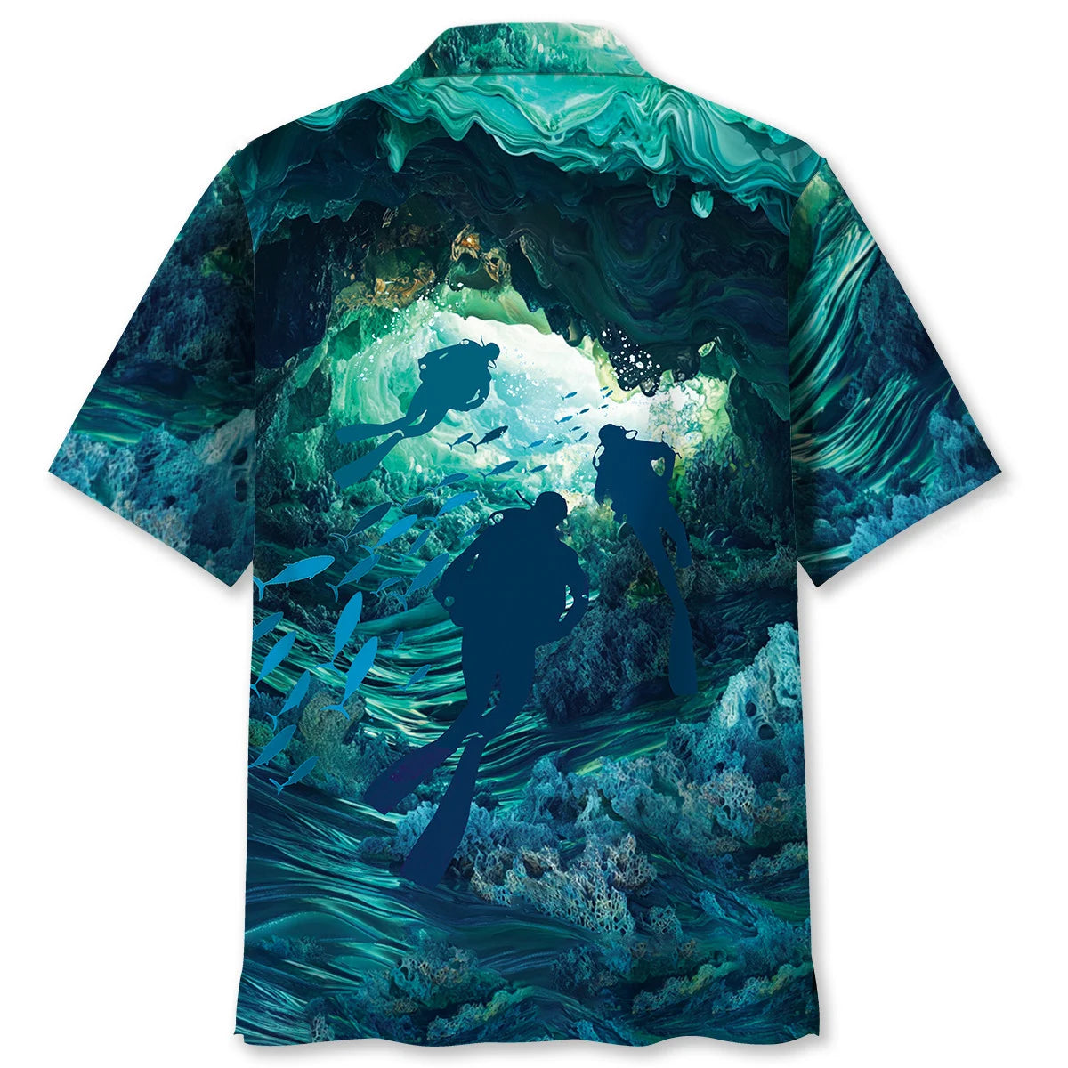 Scuba Diving Underwater Cave Hawaiian Shirt, custom shirt gift for men (view 2)