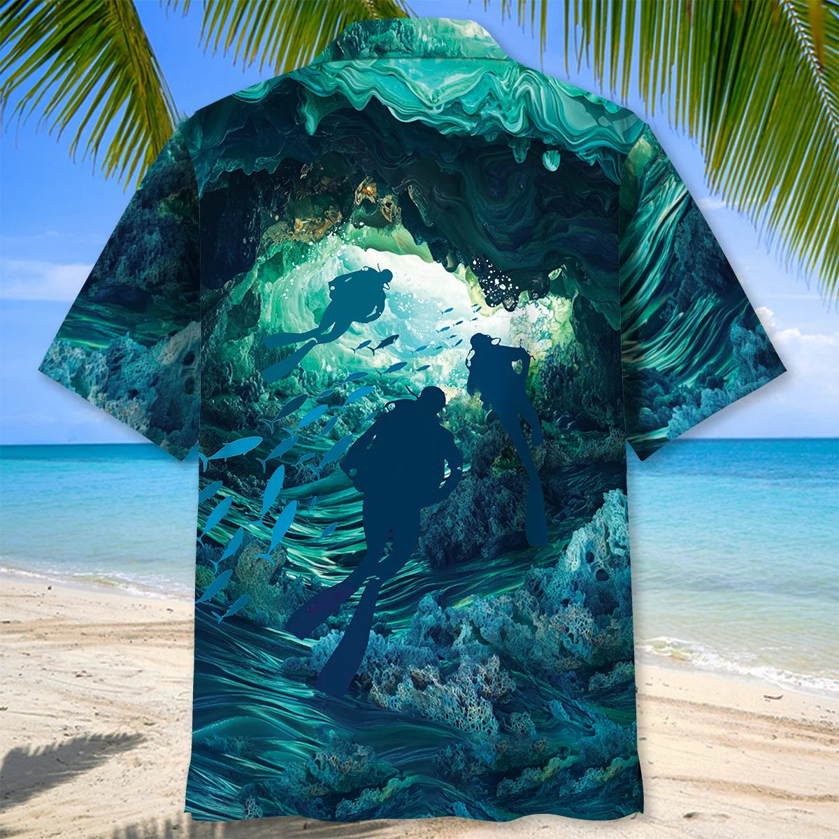 Scuba Diving Underwater Cave Hawaiian Shirt, custom shirt gift for men (view 4)
