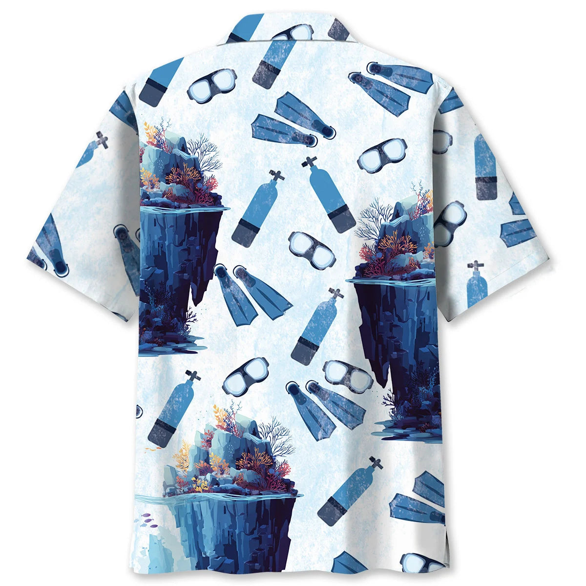 Scuba Diving Underwater Cliff Hawaiian Shirt, custom shirt gift for men (view 2)