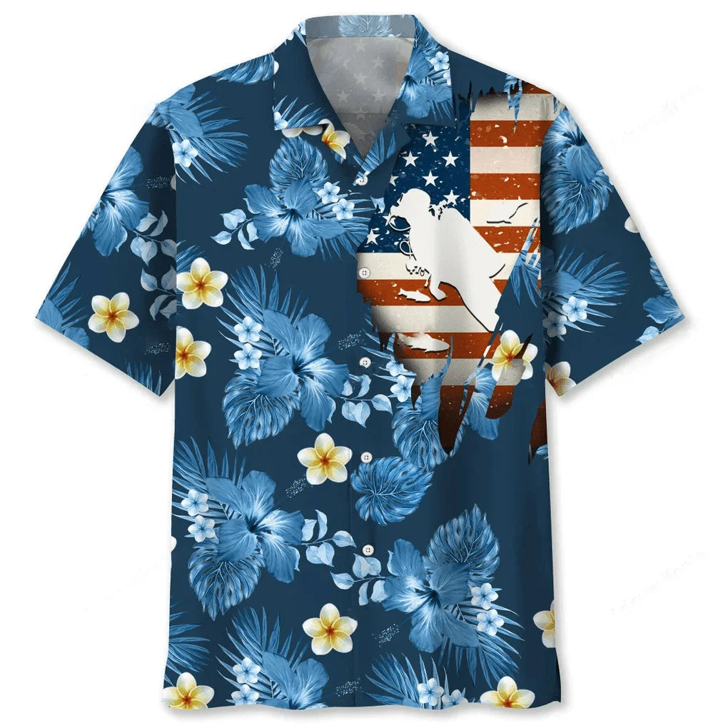 Scuba Diving Usa Blue Tropical, patriotic gift for 4th of July