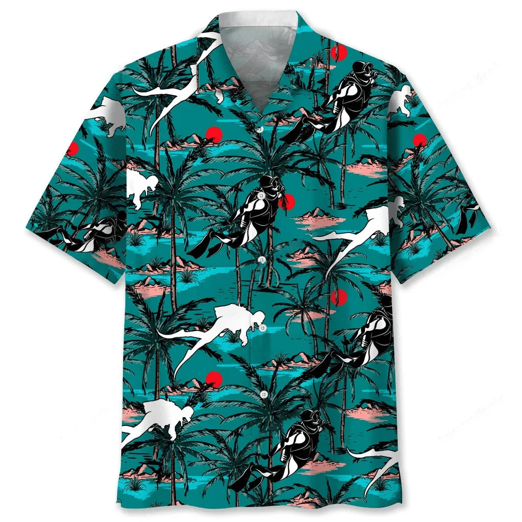 Scuba Diving Vintage Hawaiian Shirt, custom shirt gift for men (view 5)