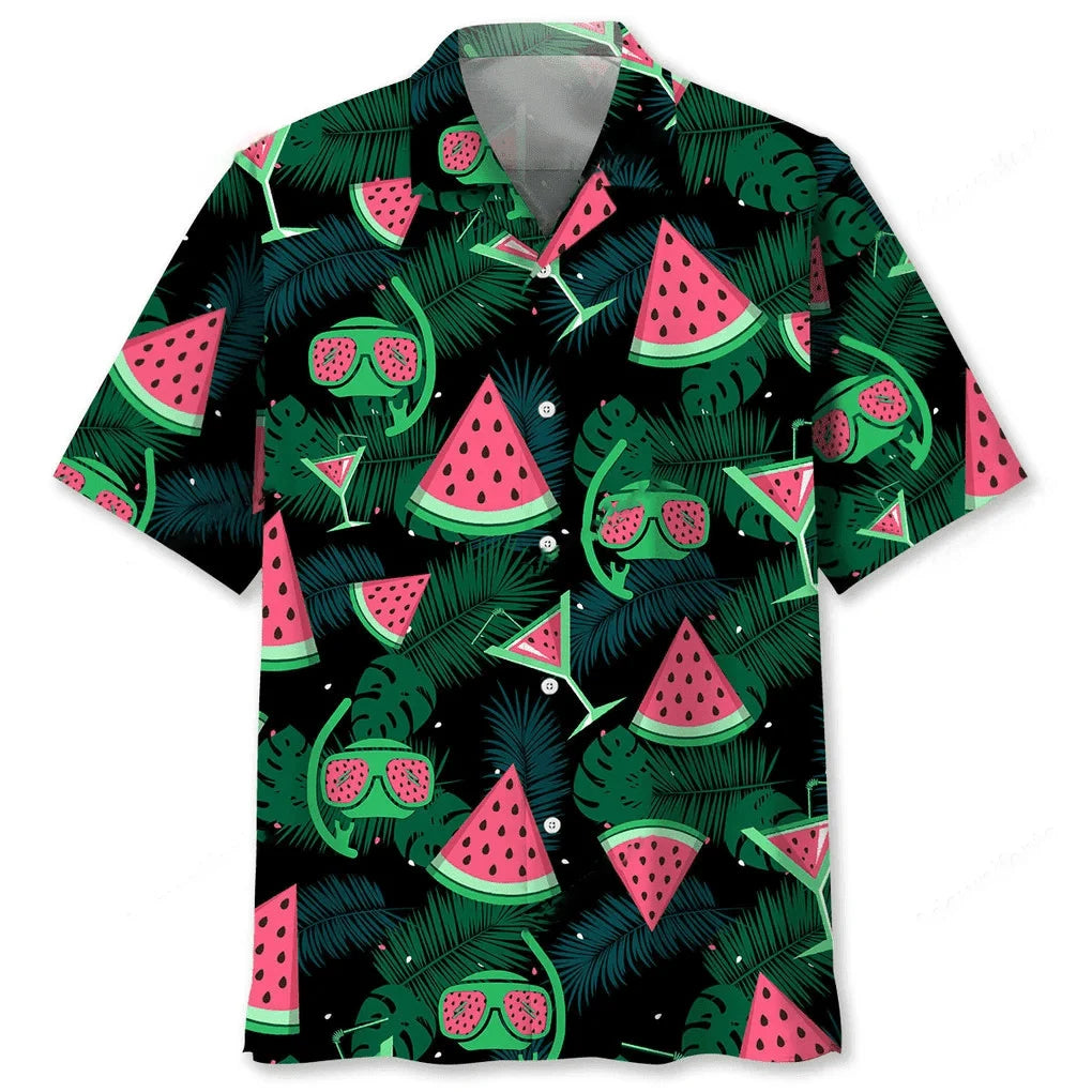 Scuba Diving Watermelon Hawaiian Shirt, custom shirt gift for men