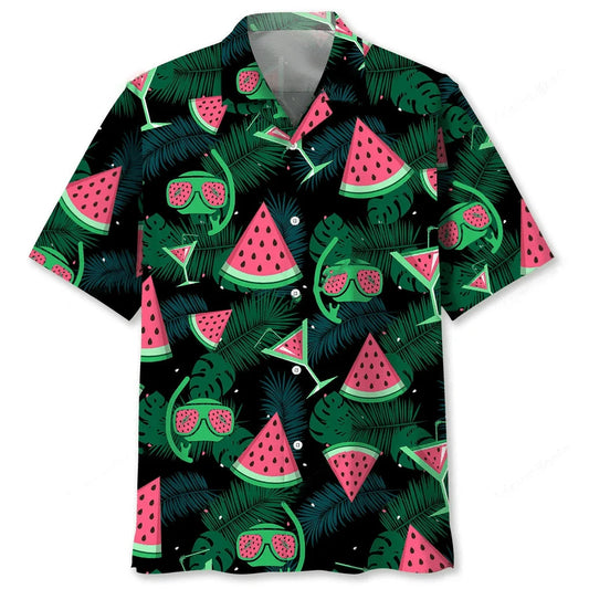 Scuba Diving Watermelon Hawaiian Shirt, custom shirt gift for men