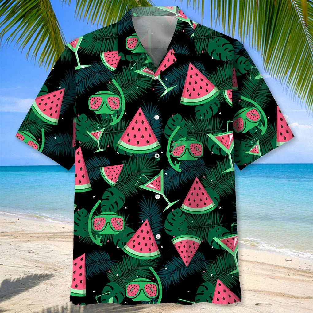 Scuba Diving Watermelon Hawaiian Shirt, custom shirt gift for men (view 2)